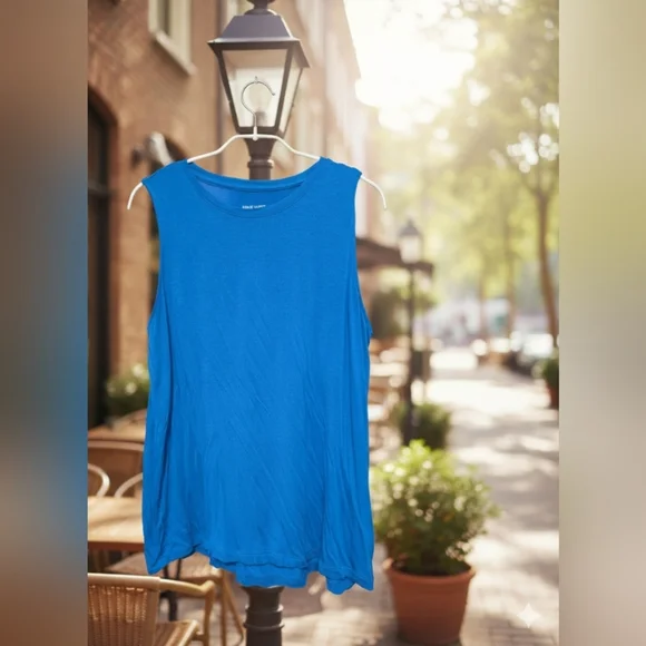 Nine West Essential Easy High-Neck Tank Santorini Blue Size Large (EUC) - Picture 3 of 7